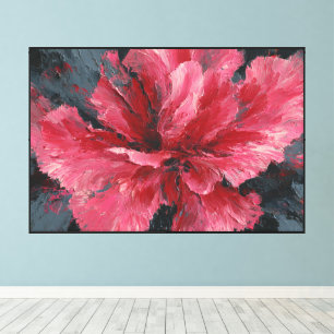 Toile Art floral abstrait aux couleurs rouge et noir
