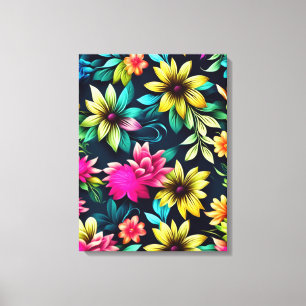 Toile Art Floral Abstrait exceptionnel aux couleurs vive