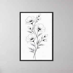 Toile Art floral monochrome minimaliste
