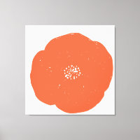Art Floral Poppy Retro en Orange Vintage et Blanc