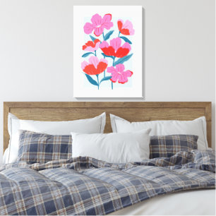 Toile Art floral rose et rouge gras Imprimer