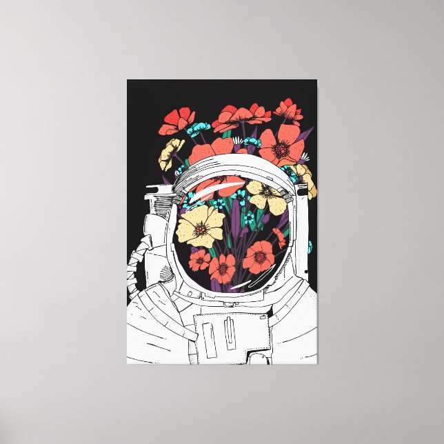 Toile Art floral spatial astronaute (Recto)