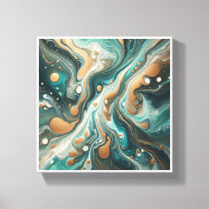 Toile Art fluide émeraude et or de luxe - Télél élégant