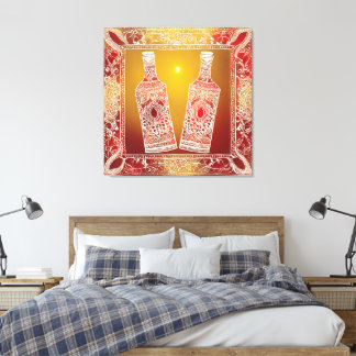 Toile Art folklorique indien traditionnel Soleil et orne