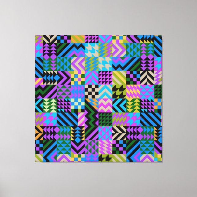 Toile Art folklorique tribal - Bleu (Recto)