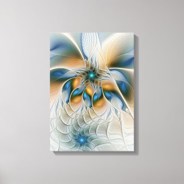 Toile Art fractal abstrait et aérien avec du bleu (Recto)