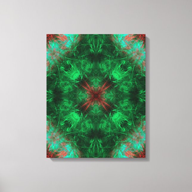 Toile Art fractal de géométrie sacrée émeraude (Recto)