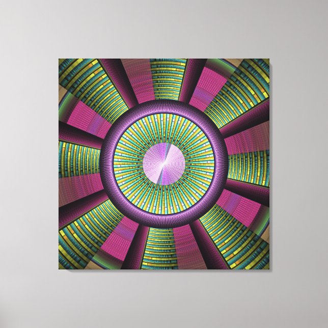 Toile Art Fractal Moderne Rond Et Coloré (Recto)