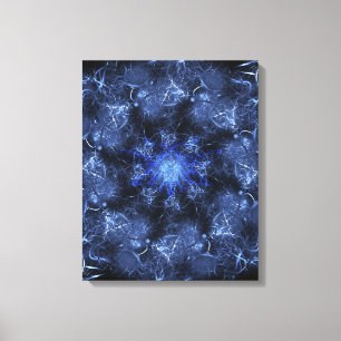 Toile Art fractal plasma bleu électrique