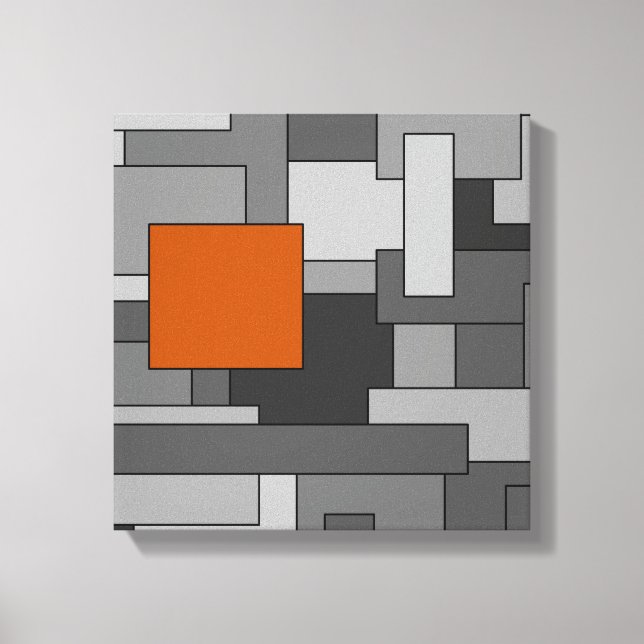 Toile Art géométrique Abstrait gris orange (Recto)