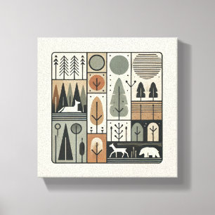 Toile art géométrique minimaliste des arbres abstraits