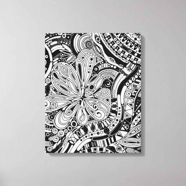Toile Art Géométrique Noir Et Blanc 15 (Recto)