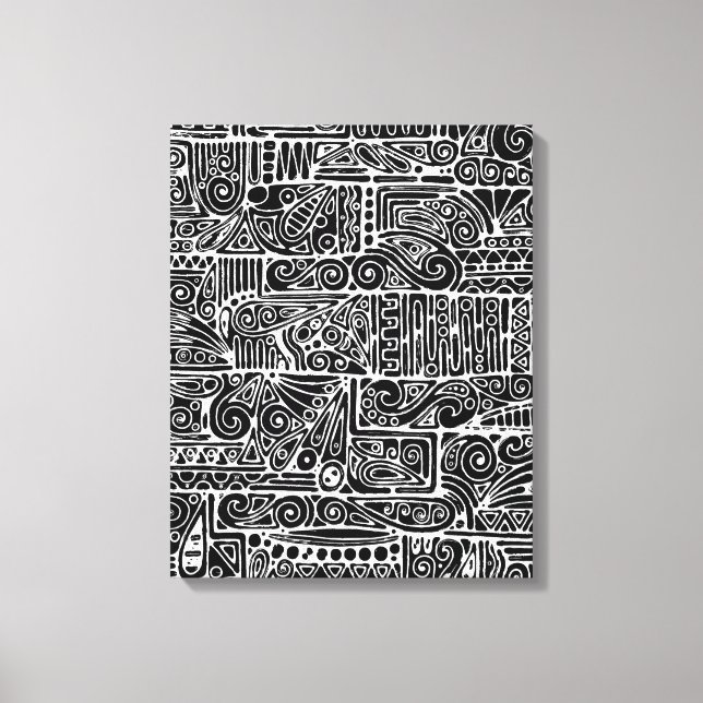 Toile Art Géométrique Noir Et Blanc 2 (Recto)