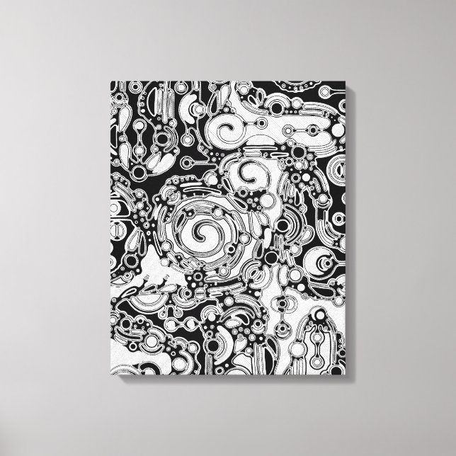 Toile Art Géométrique Noir Et Blanc 3 (Recto)