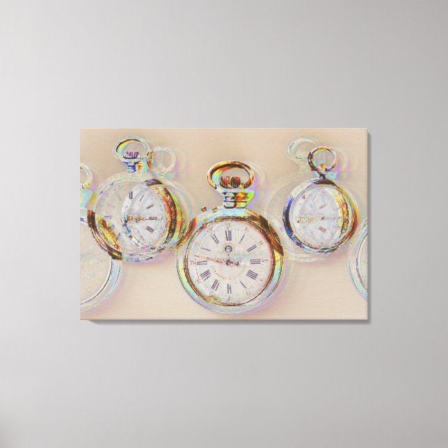 Toile art glitch sur un ensemble d'horloges anciennes  i (Recto)