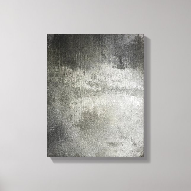 Toile art grunge abstrait noir et blanc texturé (Recto)