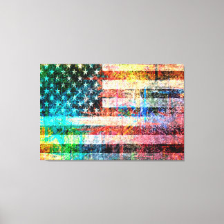 Toile Art Grunge American Flag #3