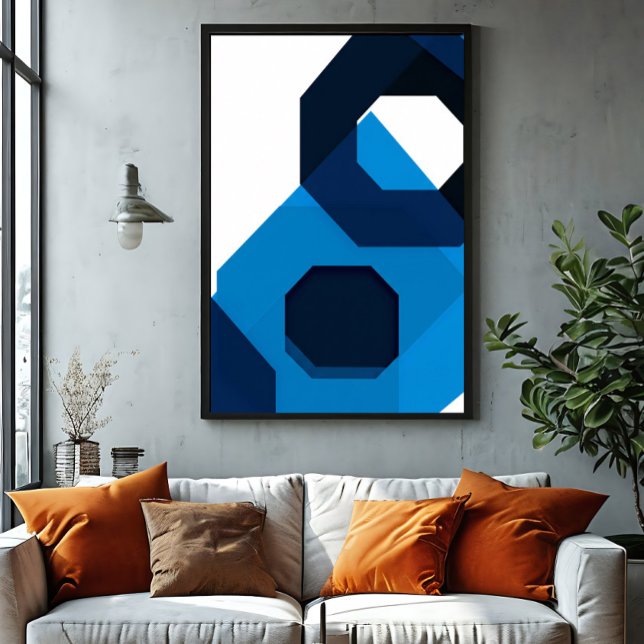 Toile Art Hexagone Bleu (Créateur téléchargé)