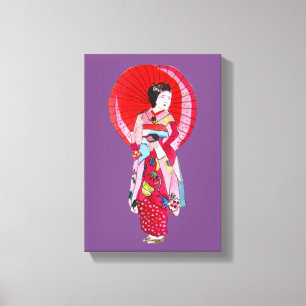 Toile Art japonais Geisha avec parapluie
