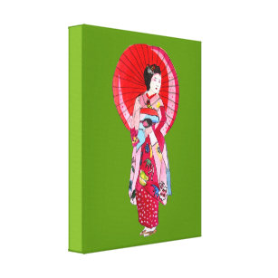 Toile Art japonais moderne Geisha avec parapluie