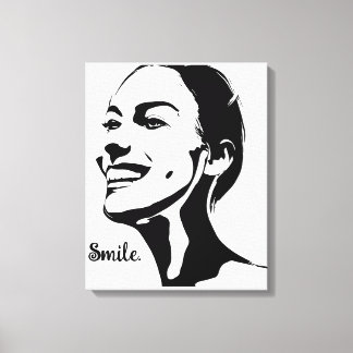 Toile Art Minimal D'Une Femme Souriante