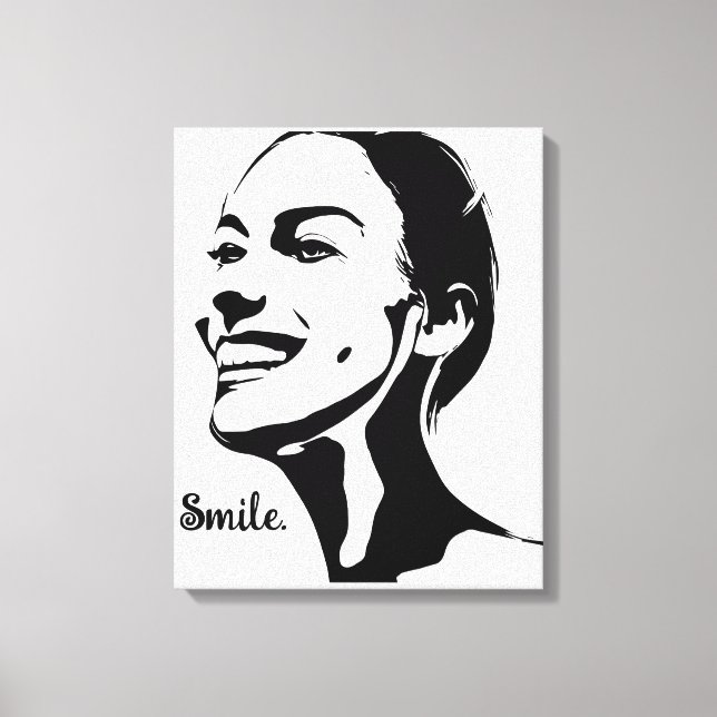 Toile Art Minimal D'Une Femme Souriante (Recto)