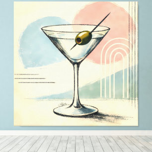 Toile Art minimaliste pastel martini moderne du milieu d