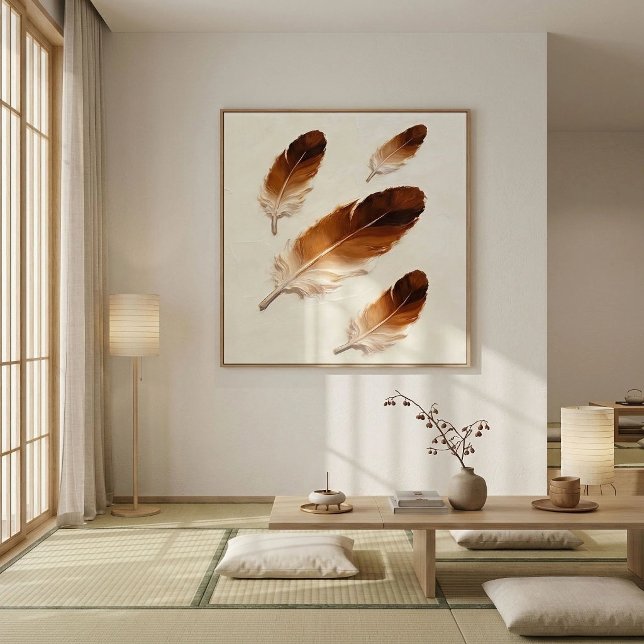 Toile Art moderne à l'huile de plume marron texturé Impa (Créateur téléchargé)