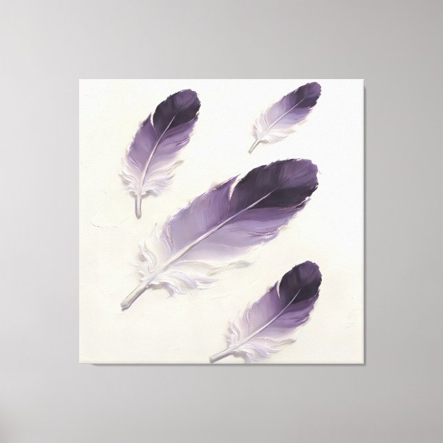 Toile Art moderne à l'huile de plume violette texturée I (Recto)