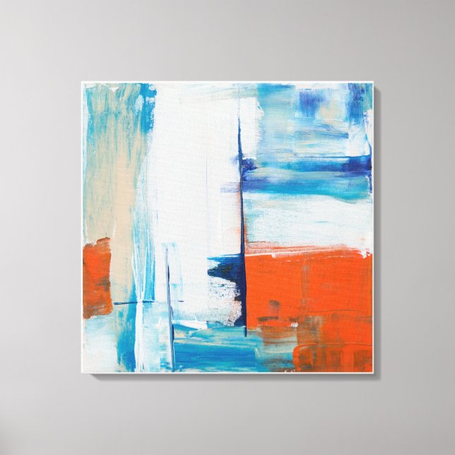 Toile Art Moderne Abstrait Bleu et Orange (Recto)