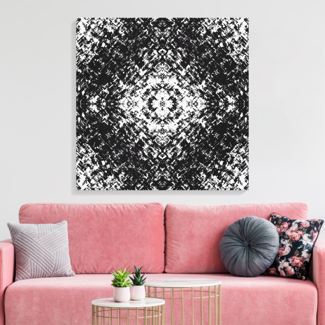 Toile Art Moderne Abstrait Hypnotique Noir Et Blanc (Insitu(Salon))