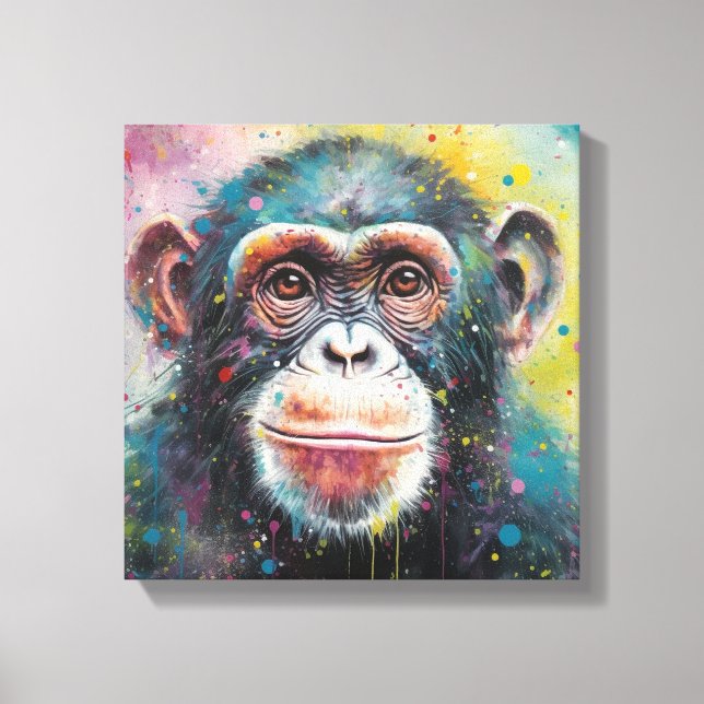 Toile Art Moderne Coloré Chimp (Recto)