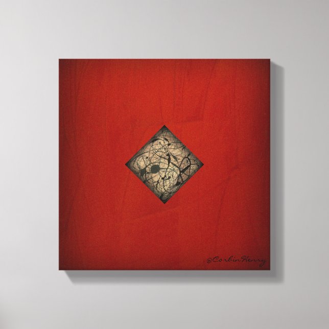 Toile Art Moderne de Style Pollock Rouge Dramatique (Recto)