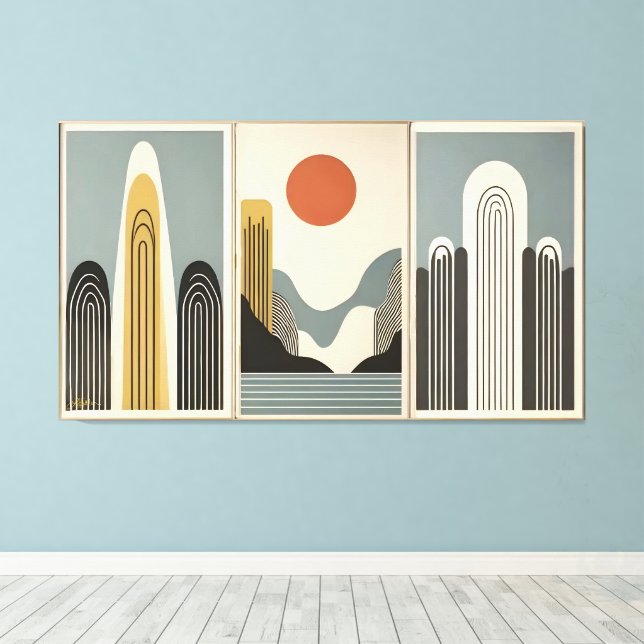 Toile Art Moderne du Milieu du Siècle Lever de Soleil su (Insitu (Plancher de Bois))