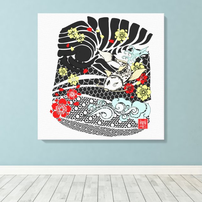 Toile Art moderne Irezumi Koi (Insitu (Plancher de Bois))