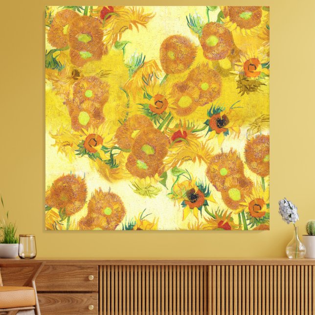 Toile Art moderne Jaune Orange Tournesols Peinture à l'h (Insitu(Salon))