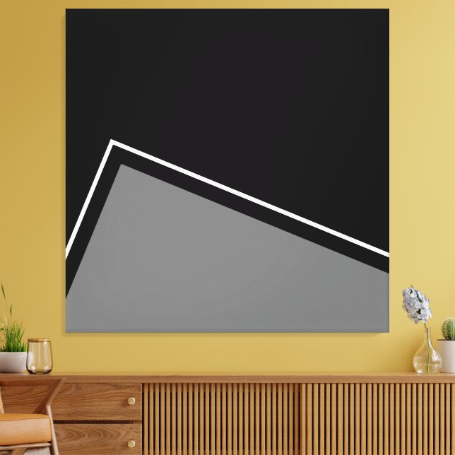 Toile Art moderne moderne gris moyen blanc (Insitu(Salon))