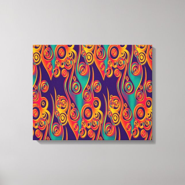 Toile Art Motif tatouage - flammes & cercles (Recto)