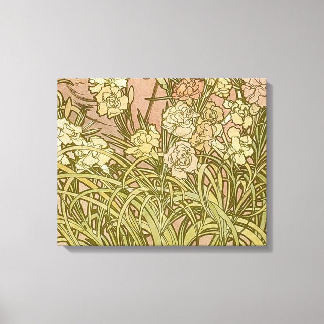 Toile Art Nouveau Alphonse Mucha Fleurs de carnation flo (Recto)