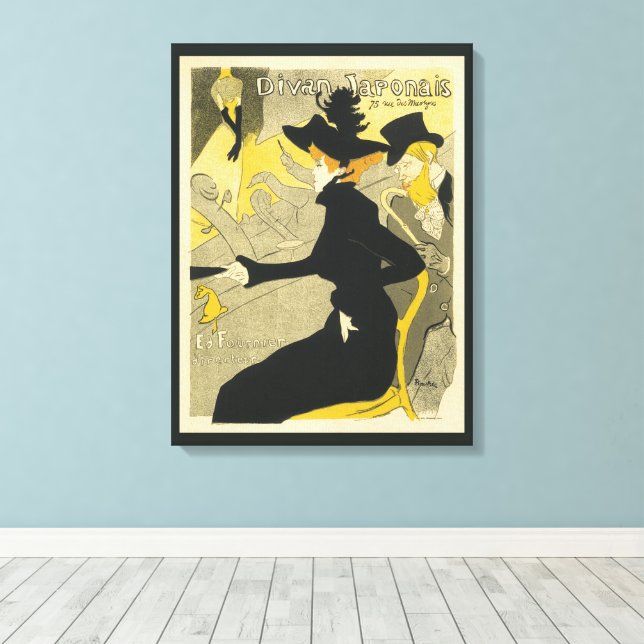 Toile Art Nouveau, Divan Japonais par Toulouse Lautrec (Insitu (Plancher de Bois))