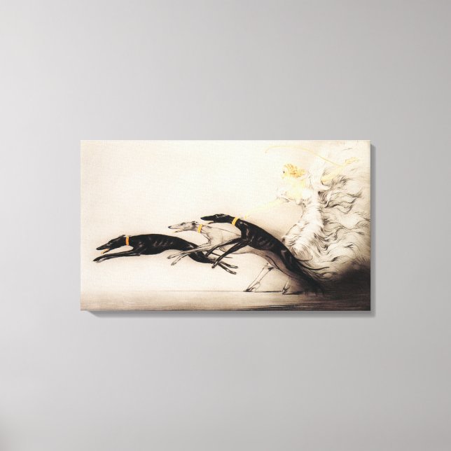 Toile Art Nouveau Femme Greyhounds Louis Icart (Recto)