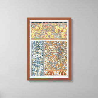 Toile Art Nouveau floral vintage, fleurs de sagittaire
