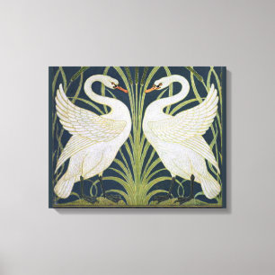 Toile Art Nouveau Swan Deux Swans