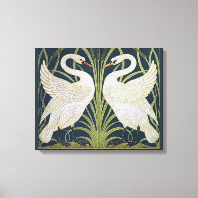 Toile Art Nouveau Swan Deux Swans (Recto)