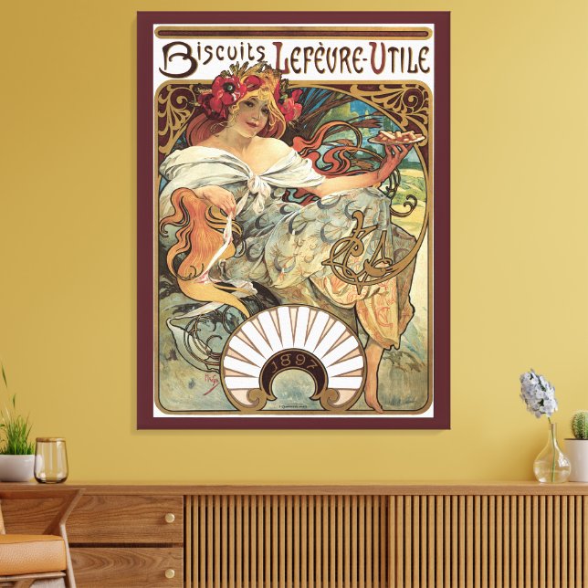 Toile Art Nouveau vintage, Biscuits par Alphonse Mucha (Insitu(Salon))