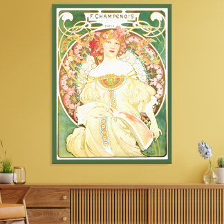 Toile Art Nouveau vintage, Champenois par Alphonse Mucha
