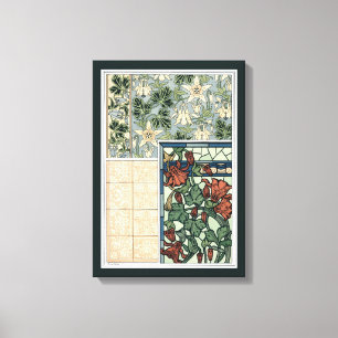 Toile Art Nouveau vintage, fleurs de Colombine Aquilegia