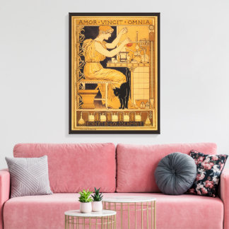 Toile Art Nouveau vintage, l'amour conquiert tous les sc