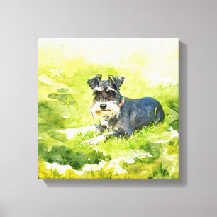 Toile Art numérique d'aquarelle de Schnauzer miniature