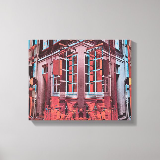 Toile Art numérique de reflet de fenêtres bleu rouge Cop (Recto)